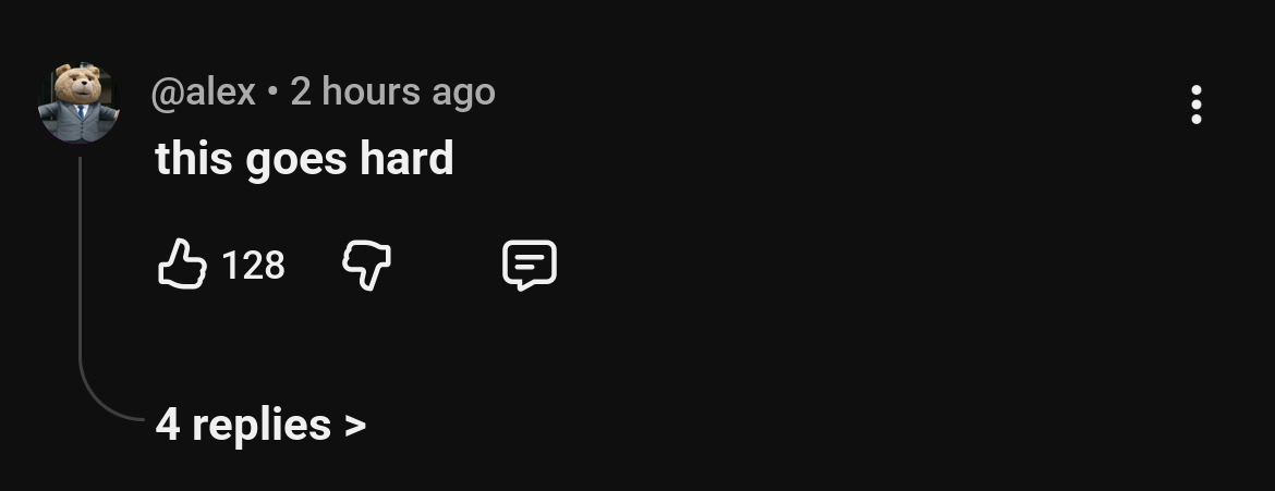 YouTube comment example